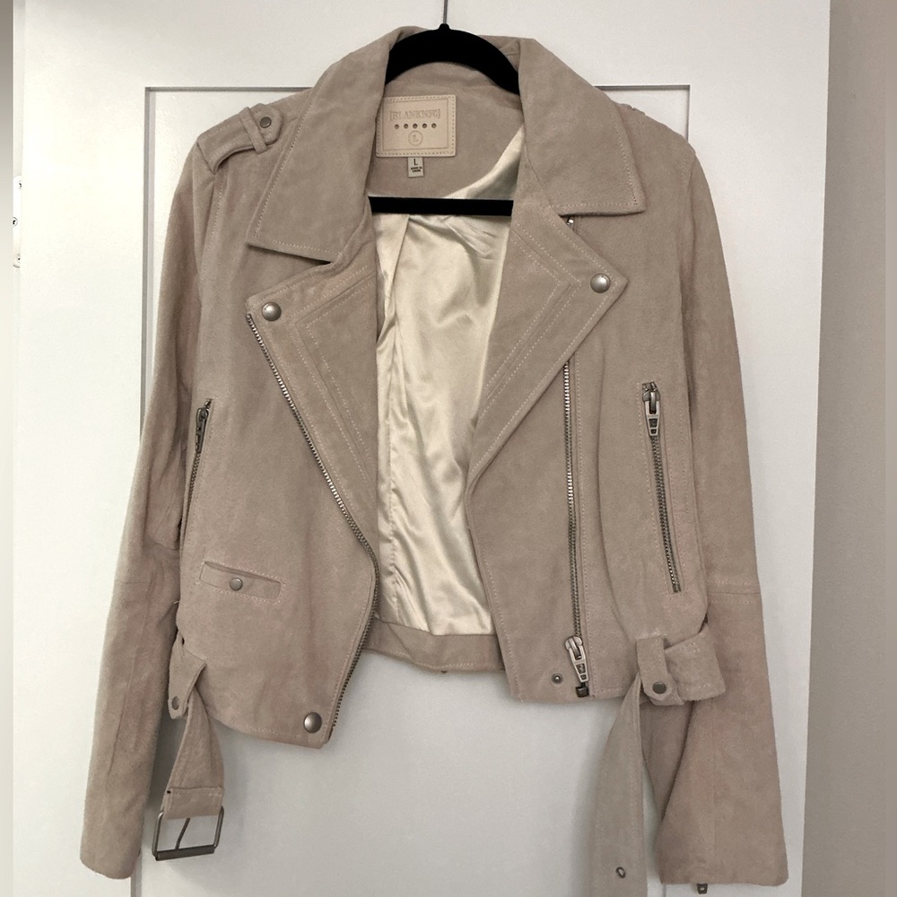 Blank NYC ivory genuine suede moto jacket